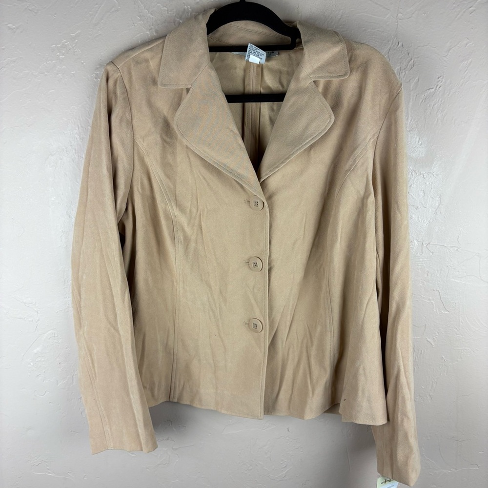 NWT Vintage Requirements Tan Faux Suede Blazer Women’s Size XL